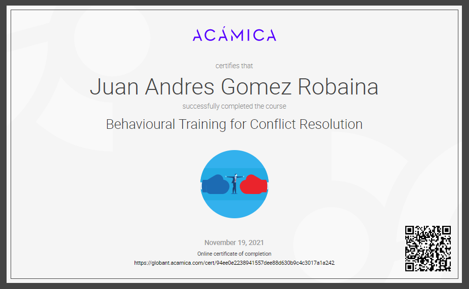 Behavioural Training for Conflict Resolution