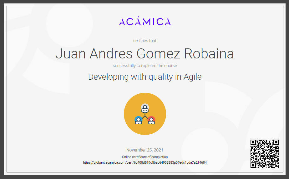 Developing with Quality in Agile